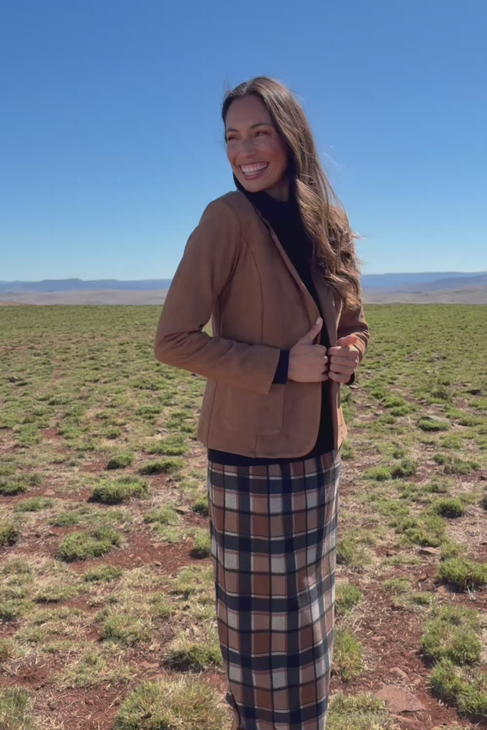 The Luxe Faux Suede Blazer – Tan