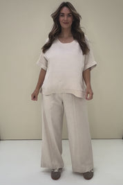 Belle Wear Anywhere Woven Tee  - Sand