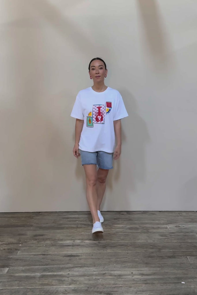 Printed Cotton Blend Tee - Lobster