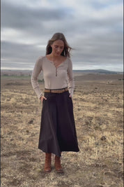 Sparking Joy Denim Panelled Skirt - Black