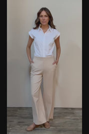 The Wide Leg Ponte Pant - Sand