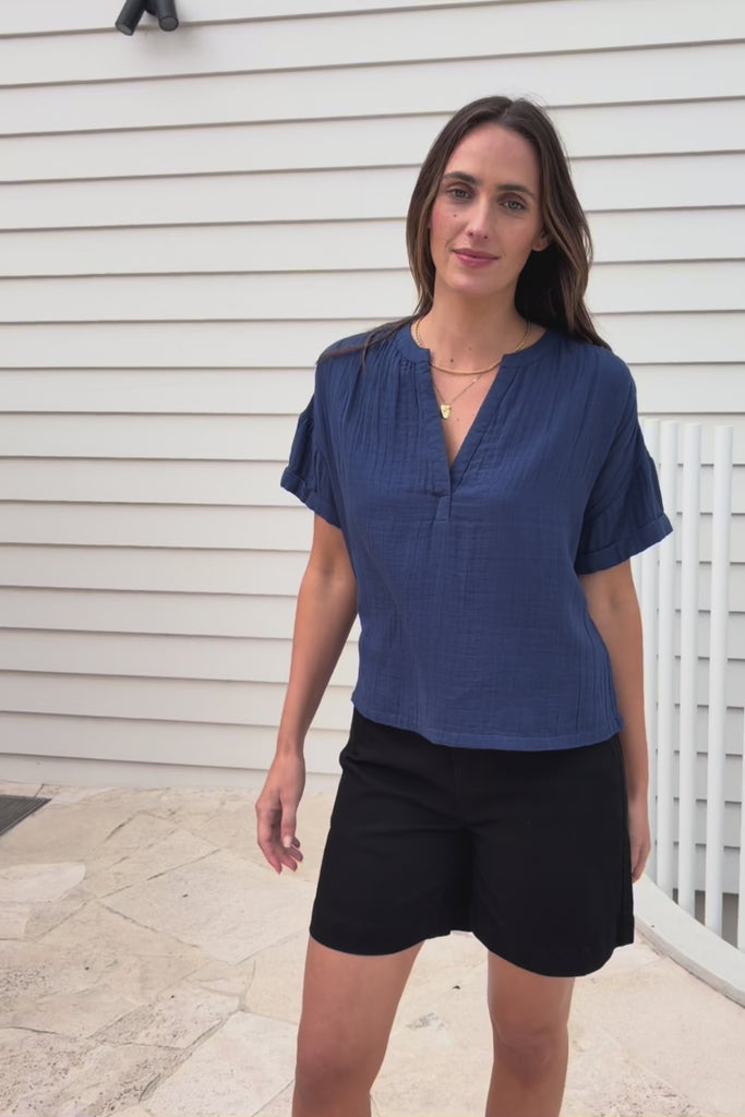Every Other Day Cotton Blouse – Deepblue