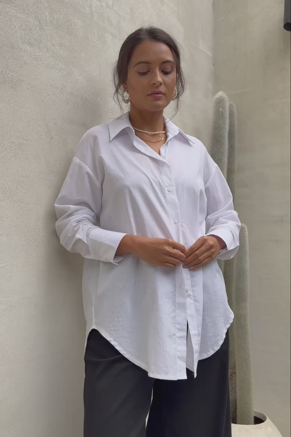Relaxed Elegance Boyfriend Shirt - White