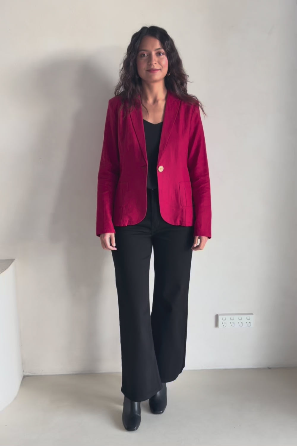 Cotton Linen Blazer – Red