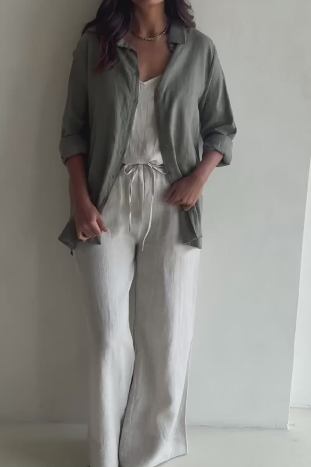 Linen Drawstring Pant - Natural
