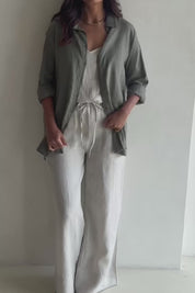 Linen Drawstring Pant - Natural