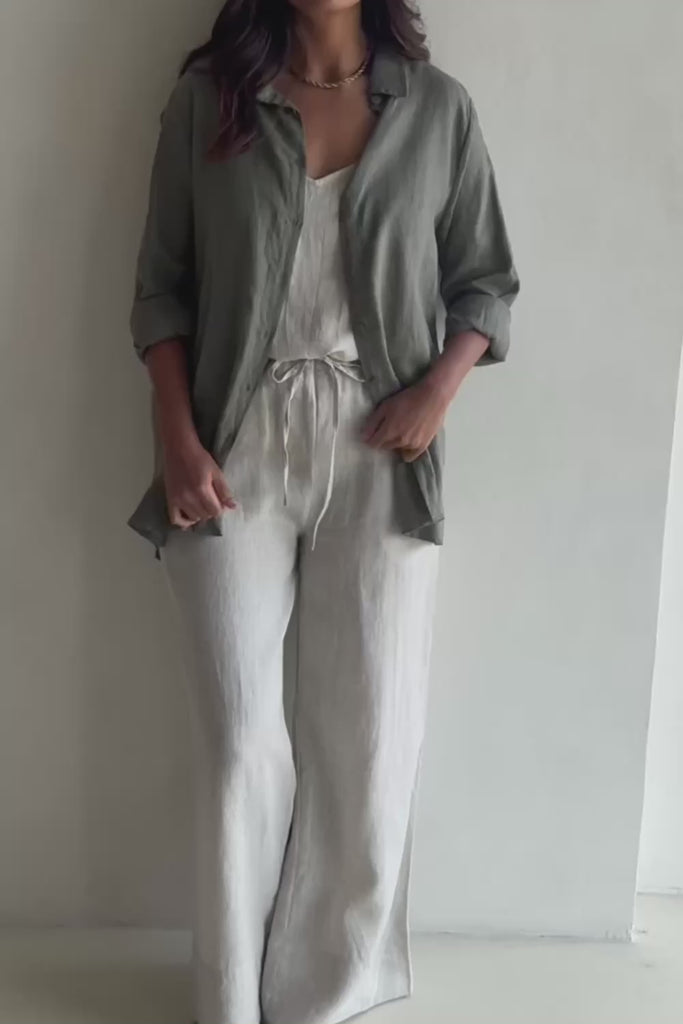 Linen Drawstring Pant - Natural