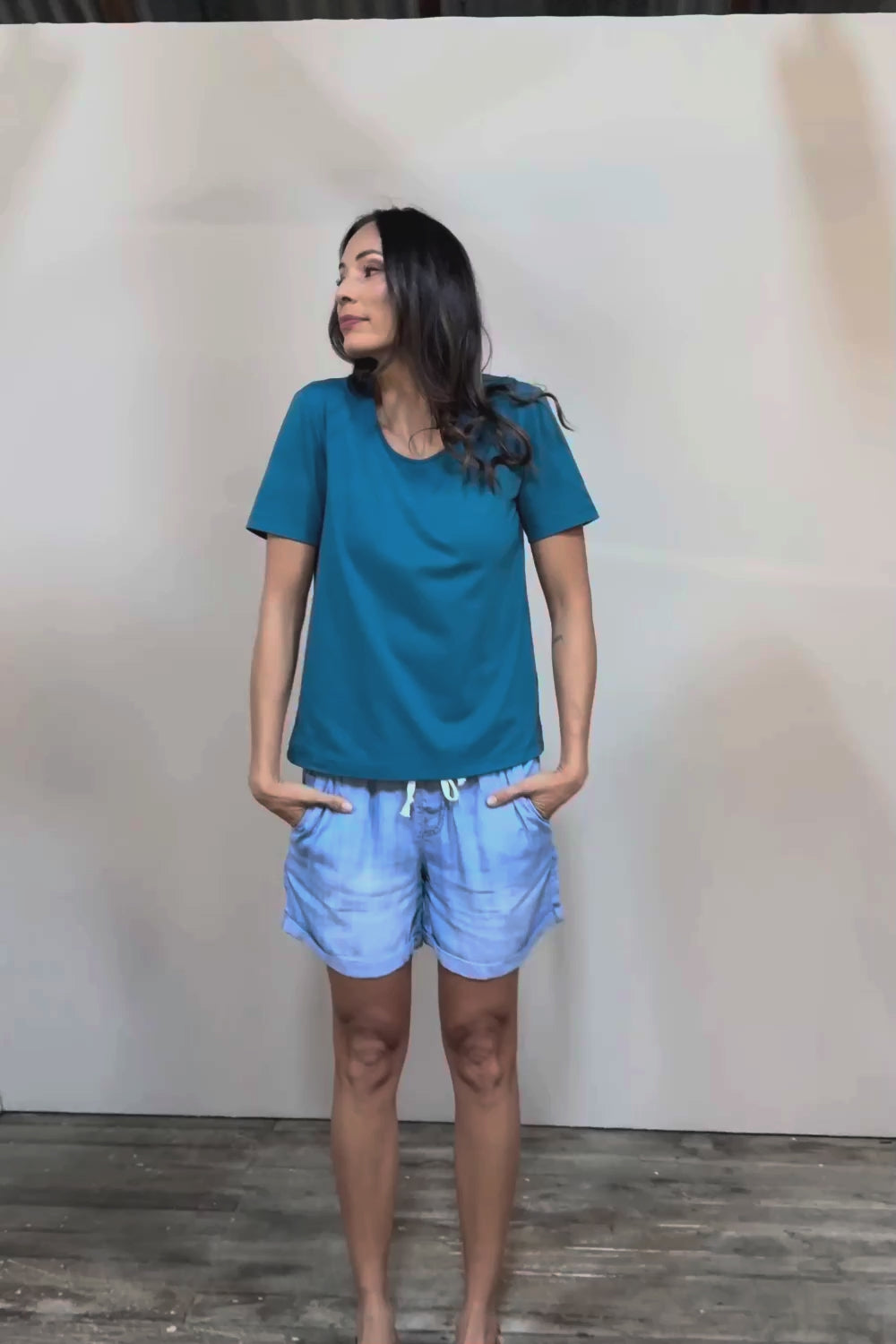The Classic Cotton Blend Short Sleeve Tee - Petrol