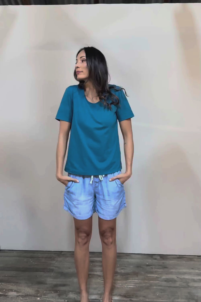 The Classic Cotton Blend Short Sleeve Tee - Petrol