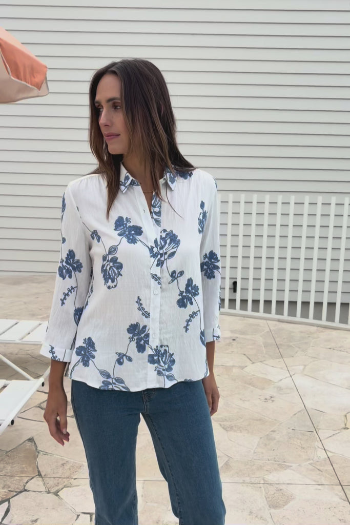 Floral Affair Embroidered Shirt – Bluewhite