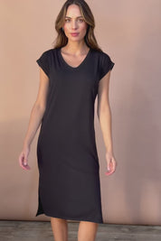 The Mid Length Tee Dress - Black