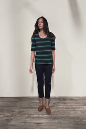 The Classic Cotton Striped Tee – Navygreen