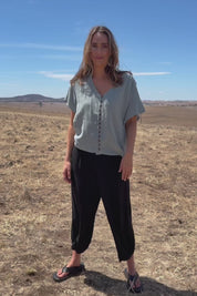 Cute As A Button Blouse - Sage