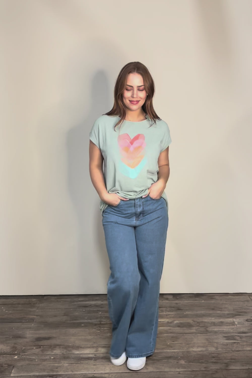 Heart Logo Cotton Blend Tee – Tealred
