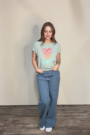 Heart Logo Cotton Blend Tee – Tealred