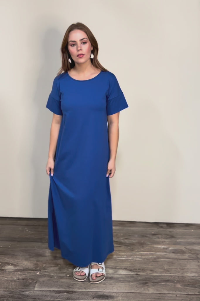 Cotton Jersey T-Shirt Dress – Blue