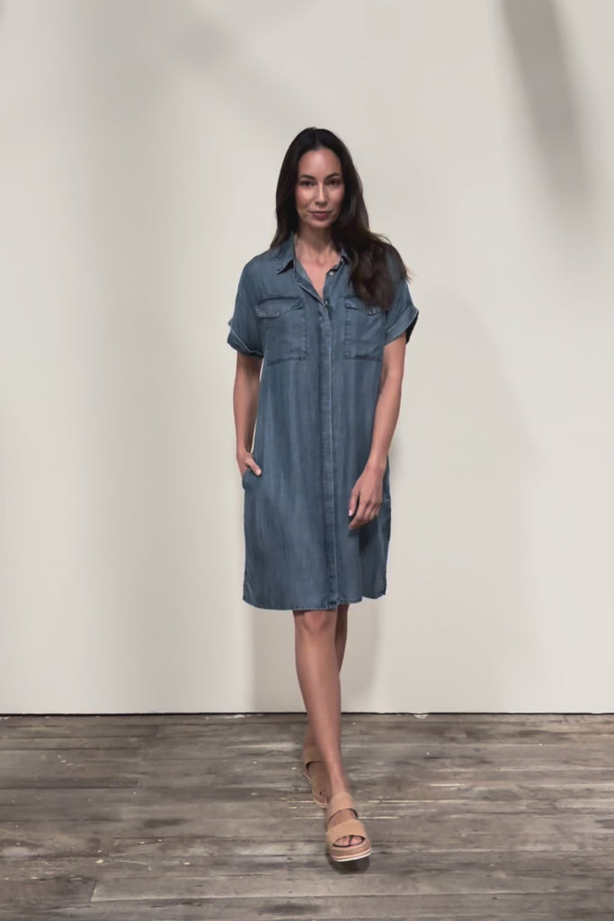 The Luxe Lyocell Shacket Dress – Indigo